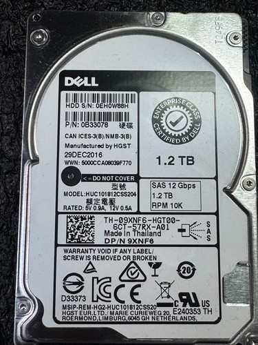 Dell 9XNF6 HUC101812CSS204 1.2TB 10K RPM 128MB Cache 12Gb/s SAS 2.5" HDD - Photo 6/13