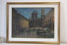 QUADRO Pastello GIUSEPPE GIUSTI - PIAZZA SAN PROSPERO REGGIO EMILIA