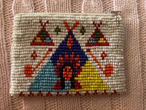 True Vintage Native American-Inspired Beaded Coin Purse NEW UNUSED - Photo 1/6