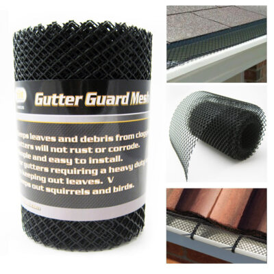 Gutter Guard Mesh 16 Ft X 6In Black Plastic 5" & 6" Gutters Cover Easy Install (7795735116807)