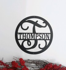 Split Monogram Door Hanger Personalized Wreath Family Last Name Sign Initial