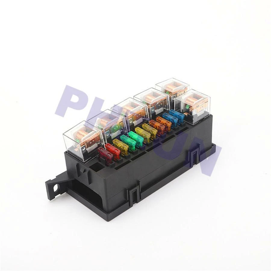 Relé eléctrico y caja de fusibles para coche 11 fusibles y 6 relés 12V 80A para barco marino camión Foto 2 de 4