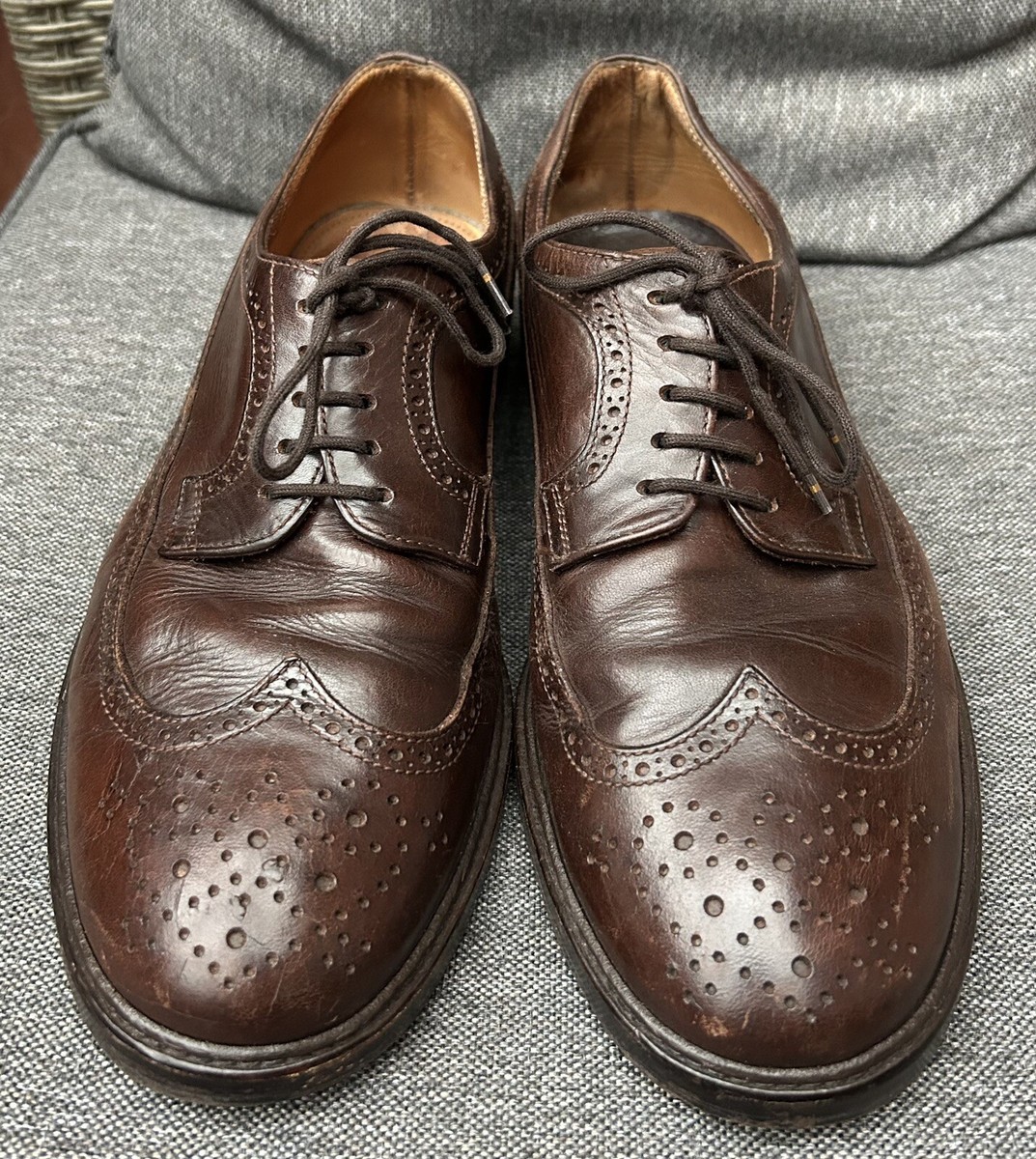 Brunello Cucinelli Wingtip Brown Oxford Leather Shoes Size
