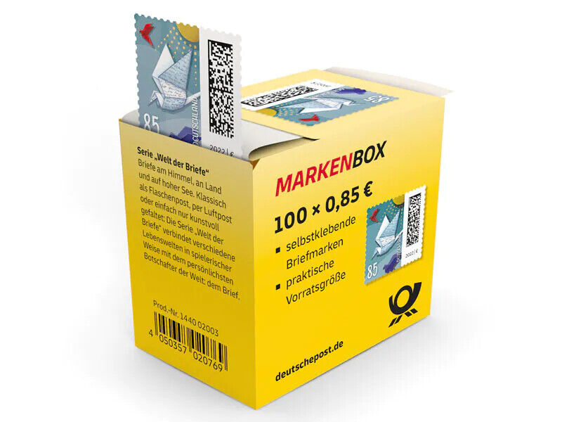 Markenbox "Brieftaube", Briefmarke zu 0,85 €, 100 Selbstklebende Briefmarken OVP