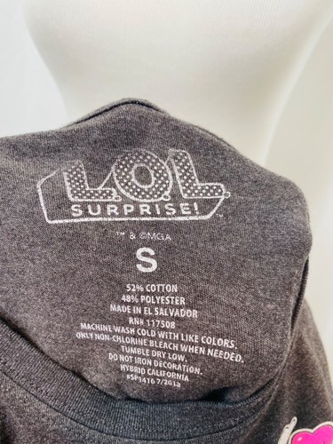 Girl's Small Shirt L.O.L. Surprise Dark Grey Short Sleeve Crew Neck Graphic - Picture 5 of 5