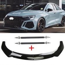 Front Bumper Lip Splitter Spoiler Strut Rods Gloss Black For Audi S3 Rs3 A3 Front Bumper Lip Splitter Spoiler Strut Rods Gloss Black For Audi S3 Rs3 A3