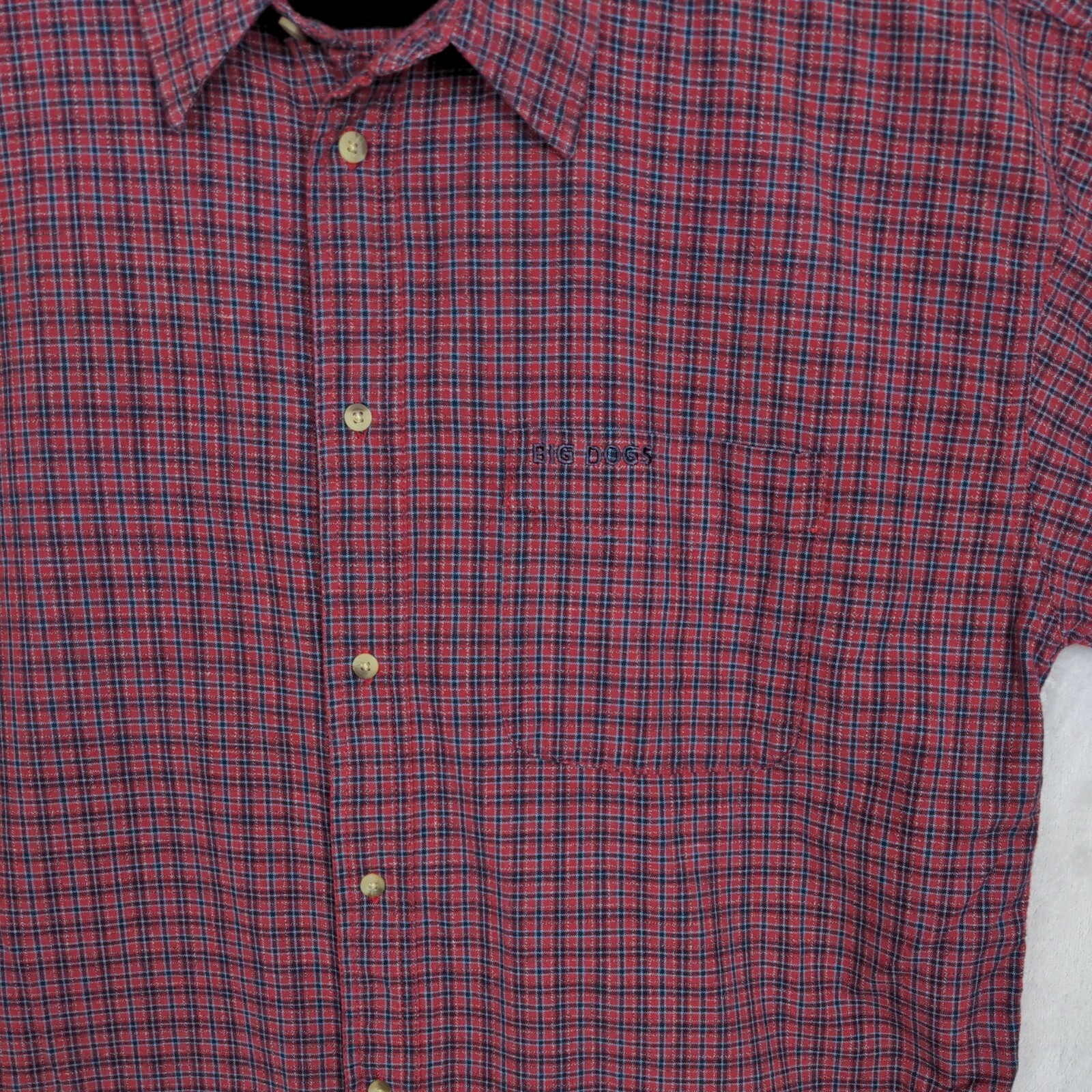 Big Dog Mens Button Up Shirt Size 2X Red Plaid Short Sleeve Cotton