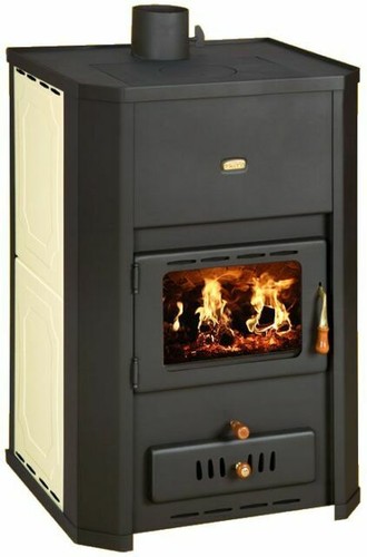 Prity WD W24 Kaminofen wasserführend 24,3 kW – Holzofen mit Boiler Schwarz/Weiß - Bild 1 von 1