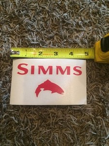Simms Red Trout With Words Fly Fishing Sticker Decal 5"