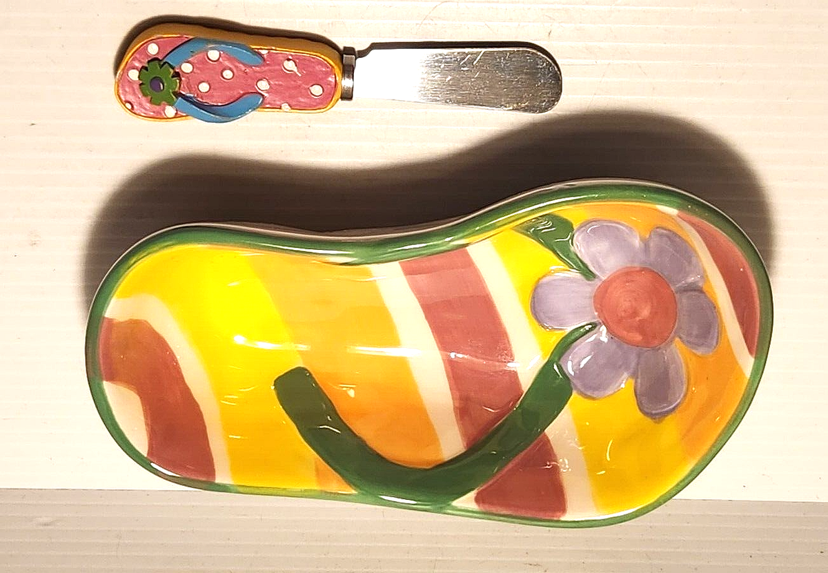 Flip Flop APPETIZER DISH SANDAL DIP BOWL 16oz & DIP SPREADER