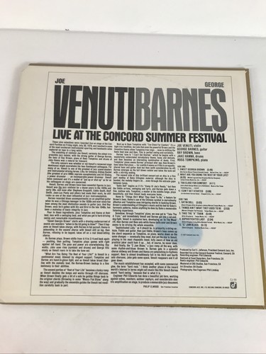 Joe Venuti George Barnes Live At The Concord Summer Fesitval Vinly LP (RC-2) - Picture 2 of 5