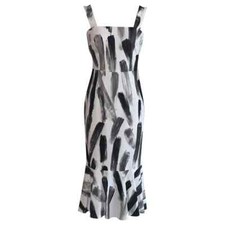 NWT Dolce & Gabbana 2016 Runway White Black Paint Stroke Print Cady Dress IT38 2