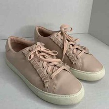 Tory Sport Tory Burch pink leather ruffle lace-up trainer sneakers