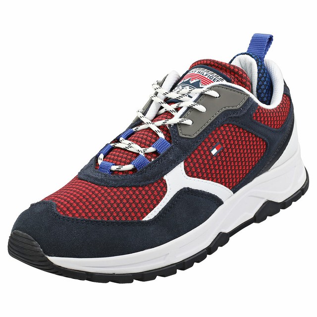 tommy hilfiger material mix lightweight logo trainer in black