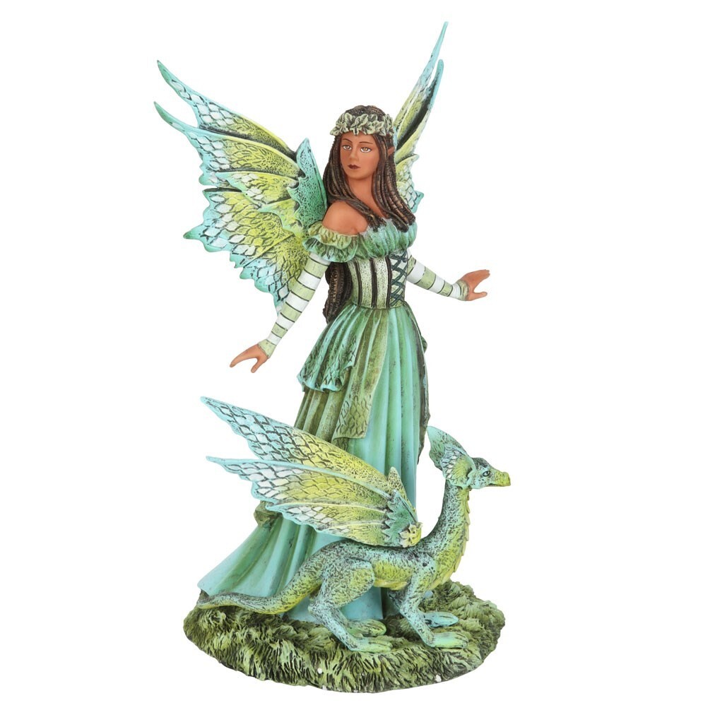 BEAUTIFUL JEWEL OF THE FOREST FAIRY FIGURINE ORNAMENT AMY BROWN FANTASY DRAGON