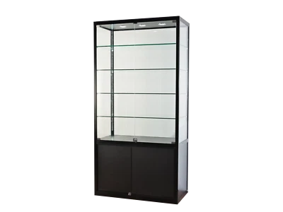 Titanium Alloy Glass Display Cabinet Led Lights Storage Flat Pack