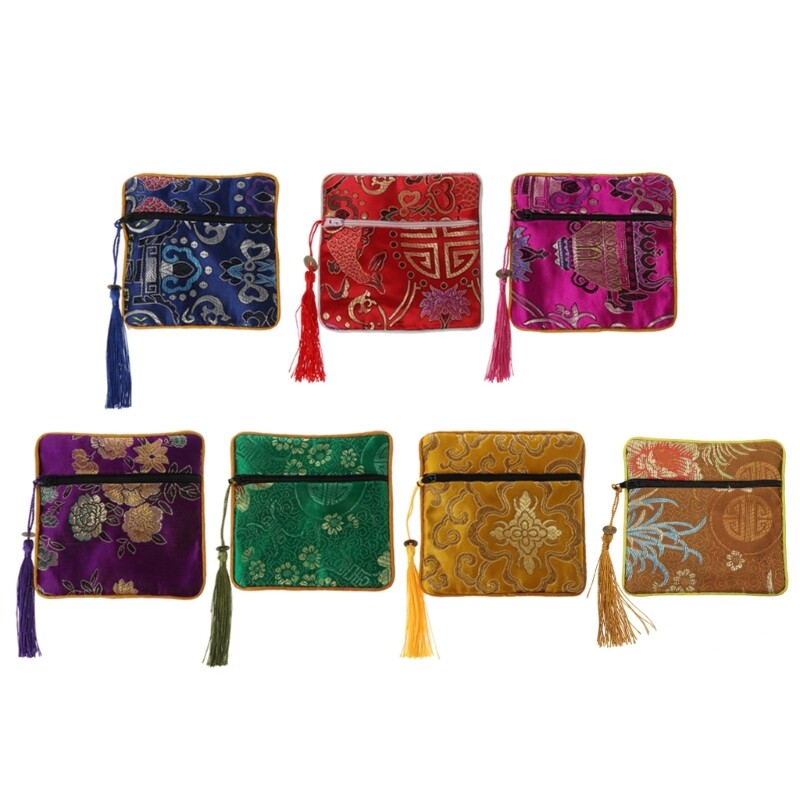 Chinese Silk Jewelry Pouches Embroidery Jewelry Bag Organizer for
