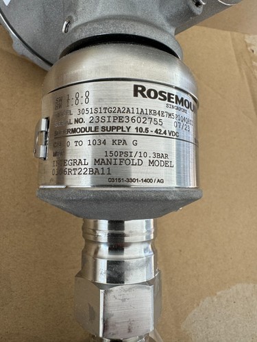 Rosemount 3051 Pressure SS Transmitter 3051S1TG2A2 (Cal 0 - 1034kpa ) & Manifold - Picture 6 of 11