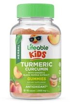 Lifeable Turmeric Curcumin for Kids - Great Tasting Peach Flavor Gummy -90 Count