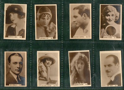 8 Rare Cigarette cards Movie Film stars 1932 Catalog £54.40 Hill Cinema Cel  #858