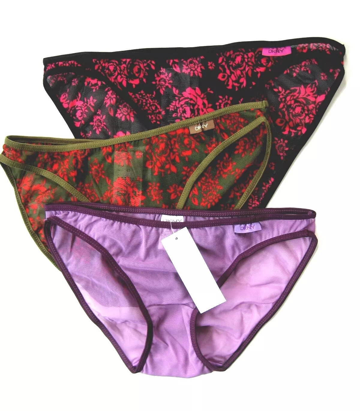 www.prominentresults.com :A407 DKNY Intimates NEW 443045 Women's Ultra Soft Sheer Mesh Classic Bikinis M L