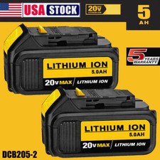 2 Pack 20V 5.0AH Battery For DeWalt 20 Volt Max Lithium Ion DCB206-2 DCB205-2