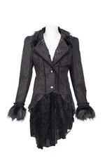Gothic Victorian Vampire Steampunk Pirate Cosplay Jacket Coat High Low Hem