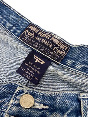 Vintage Pure Playaz Baggy Y2K 3M Carpenter Blue Jeans Mens 32x32