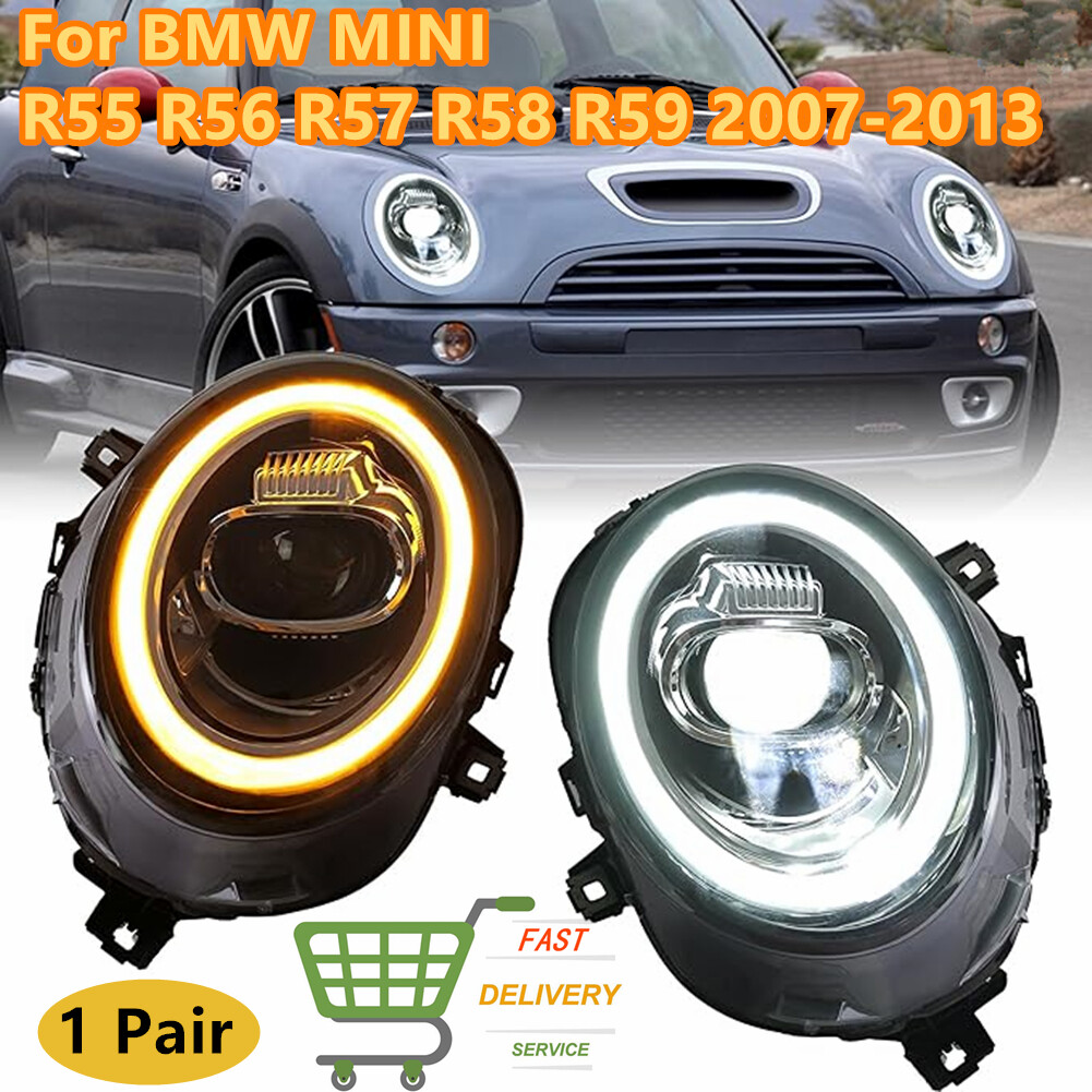 2PC LED Headlights w/Animation For 2007-2013 BMW mini Cooper R55