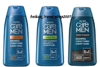 AVON Men Essentials, Sensitive, Deep Power 3-in-1 Shampoo, Spülung & Duschgel