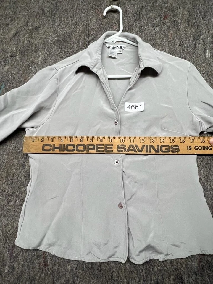 Женский топ Wintersilks серый шелковый с длинным рукавом размер средний - Изображение 3 из 4