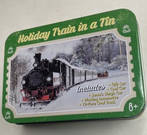 Holiday Train In A Tin Box 16pc Set Mini Toy Working Locomotive Christmas Santa - Picture 1 of 4