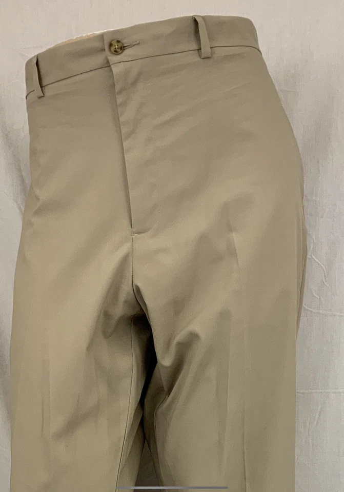 Pantalones de golf Champions Tour para hombre 38x32 tostados poli frente plano usados dos veces YGI Q1-515 Foto 3 de 4