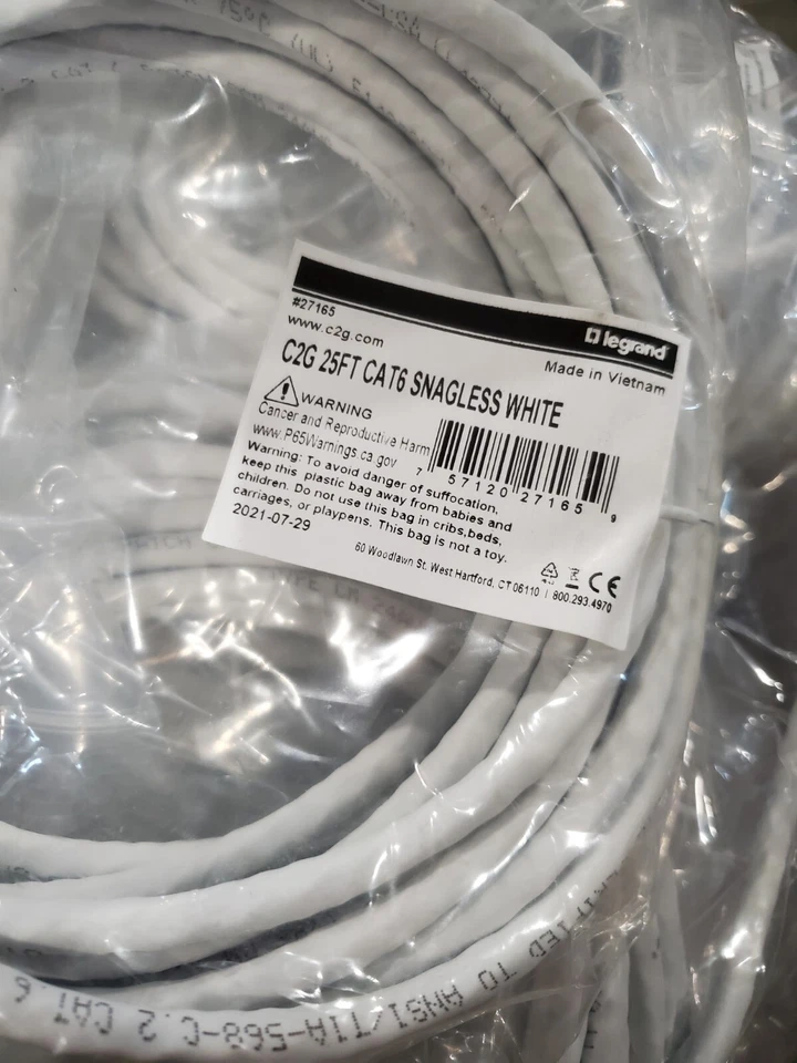 Lote de 50 CABLES PARA LLEVAR CABLE CAT6 25 PIES BLANCO CTG 27165 NUEVO Y PRECINTADO #69 Foto 3 de 3