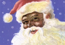 Smiling Santa African American Designer Greetings Christmas Card