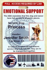 EMOTIONAL SUPPORT ANIMAL ESA ID BADGE SERVICE DOG ID CARD 0ES