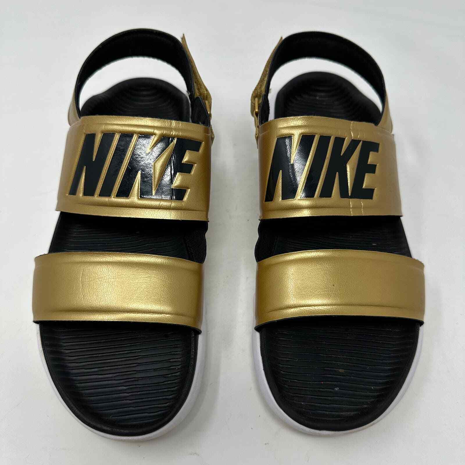 Nike Tanjun Sport Gold Black Large Logo Comfort Womens Casual Open Toe Sandals 7 eBay