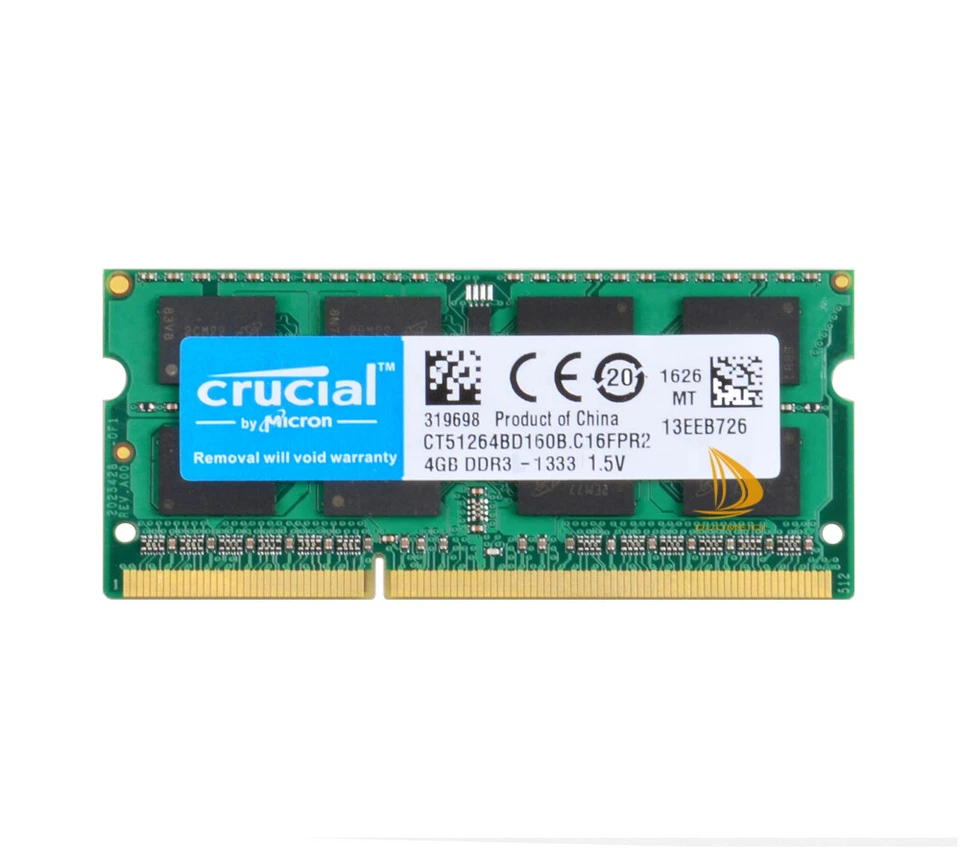 8 Go Crucial ( 2 X 4 Go ) 2RX8 PC3-10600S DDR3 1333Mh 1.5V Mémoire portable RAM - Photo 2/4