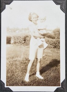 Vintage Photograph Young Lady Toddler Outside