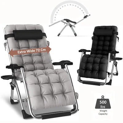Sun Loungers Outdoor Reclining Zero Gravity Extra Wide Adjustable Garden Chair