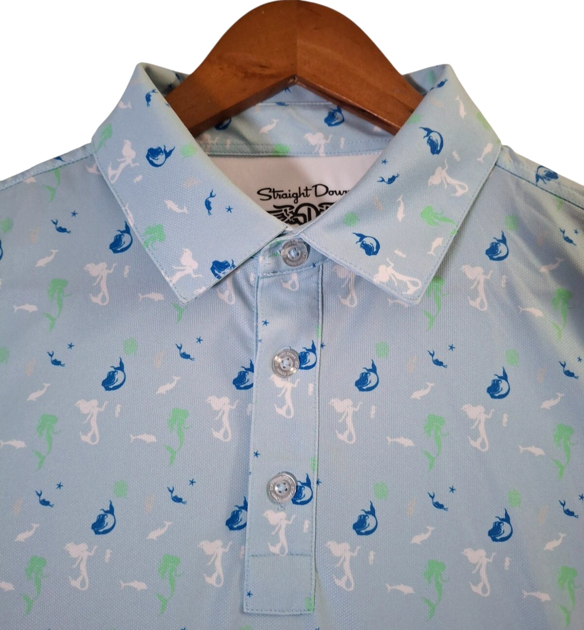 Straight Down Geometric Performance Polo Shirt Me… - image 5