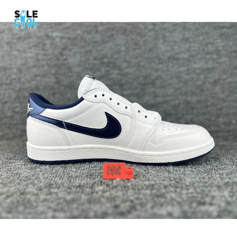 Nike Air Jordan 1 AJ1 Retro Low White Metallic Blue Men's Nike Air Jordan 1 AJ1 Retro Low White Metallic Blue Men's