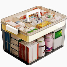 Aping Large Medicine Storage Box Double Layer Medicine Box Home Clear Medicin...