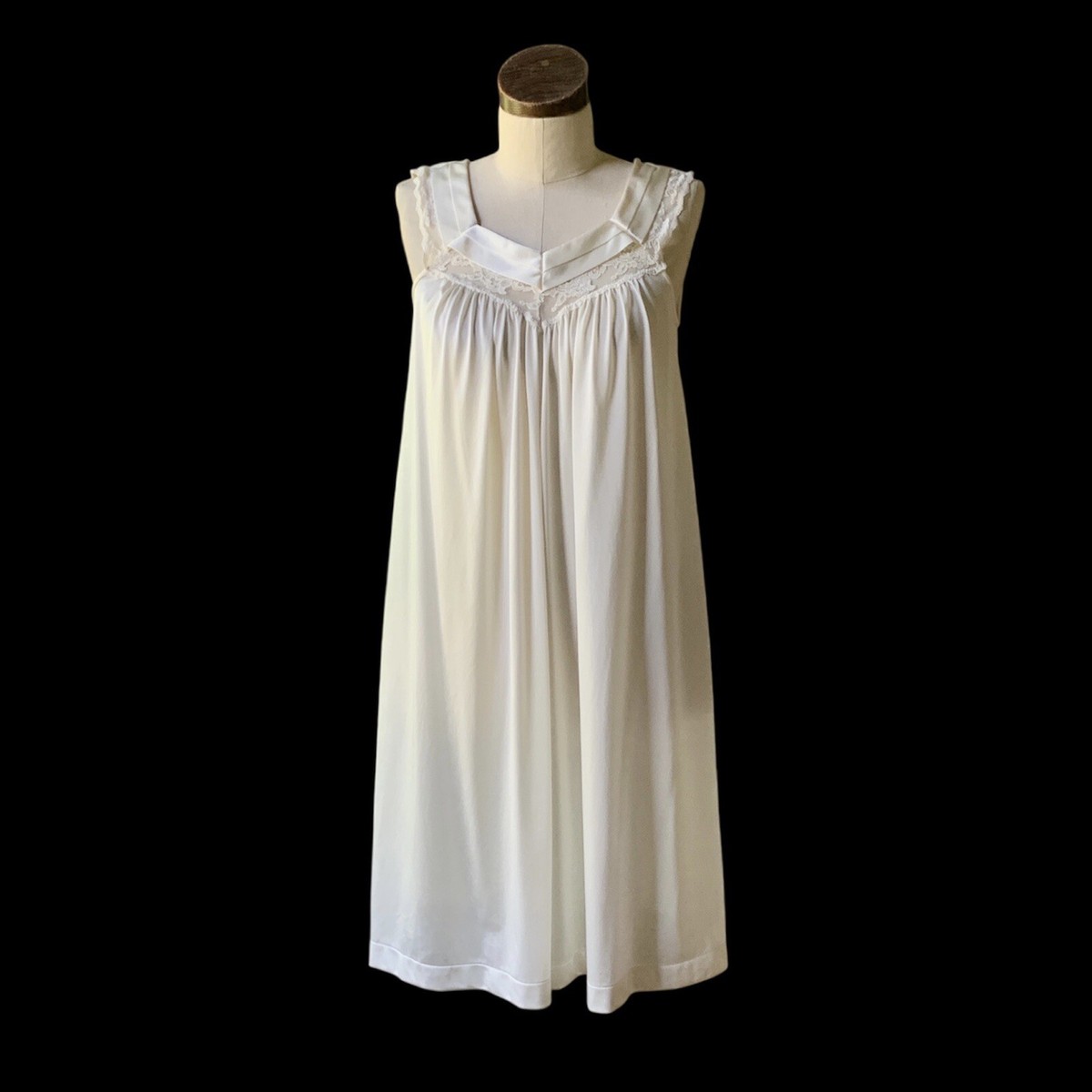 Vintage GILEAD Nightgown Nightie Ivory Lace USA Nylon PETIETE