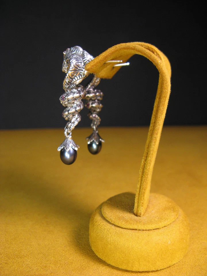 PENDIENTES BARBARA BIXBY SERPIENTE ZAFIRO GRANATE ROSA PIEDRAS PRECIOSAS Regalo de Diseñador Foto 3 de 4