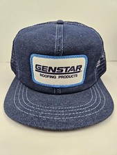 Vintage USA MADE Denim Genstar Roofing Products Patch Trucker Hat Snapback Cap