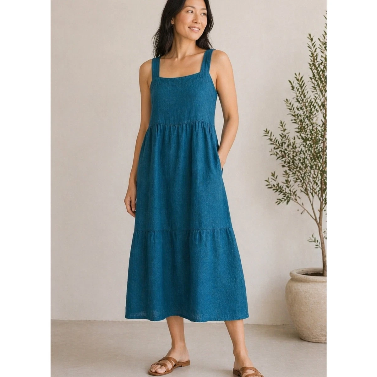 chinese dress ladies Heavy Linen Dress – Eileen Fisher Renew main image 1