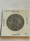 1934-D LIBERTY WALKING SILVER HALF DOLLAR 90 % SILVER US COIN See Pictures !!!