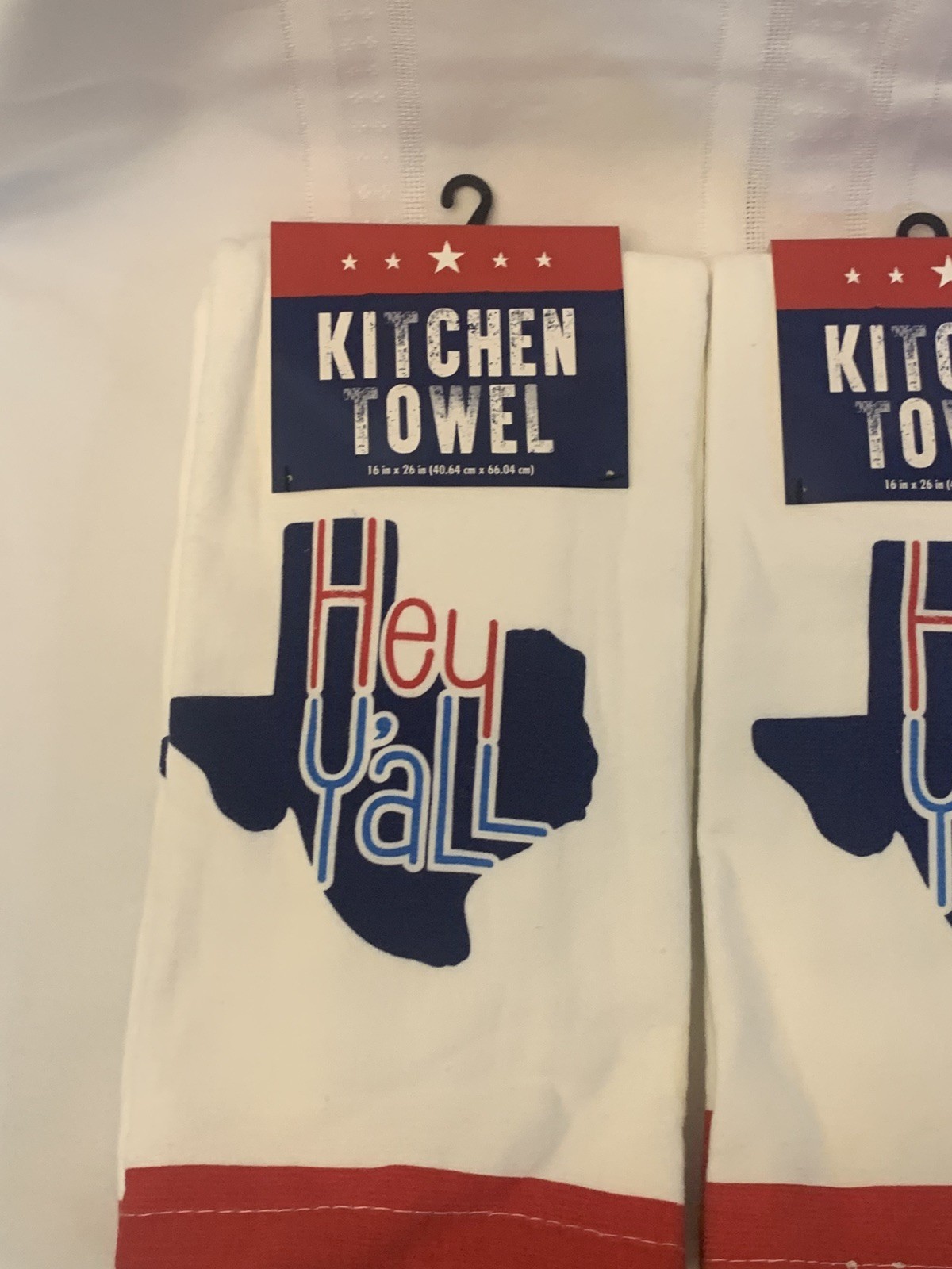 Best Brands Texas Kitchen Towels Two Sets Total of 4 Red White Blue Y'All NWT