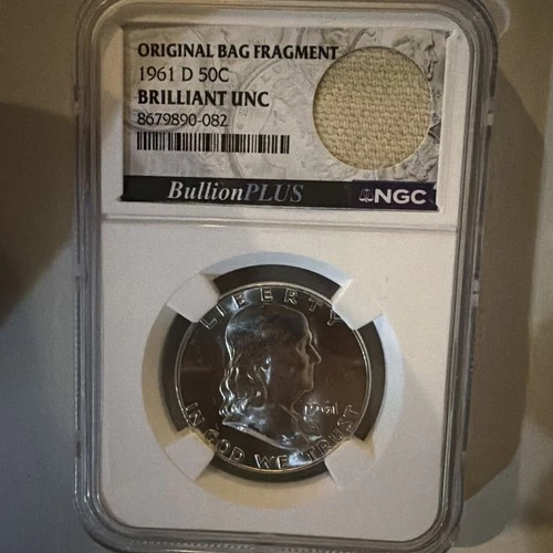 1961D 50c Original Bag Fragment Franklin Half Dollar Brilliant Unc
